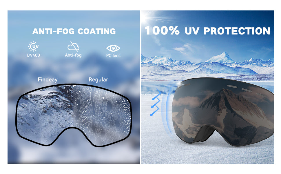 UV ski goggles can take glasses ski goggles double layer anti-fog large frame men's and women's models outdoor ski special glasses