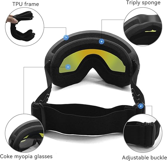 UV ski goggles can take glasses ski goggles double layer anti-fog large frame men's and women's models outdoor ski special glasses