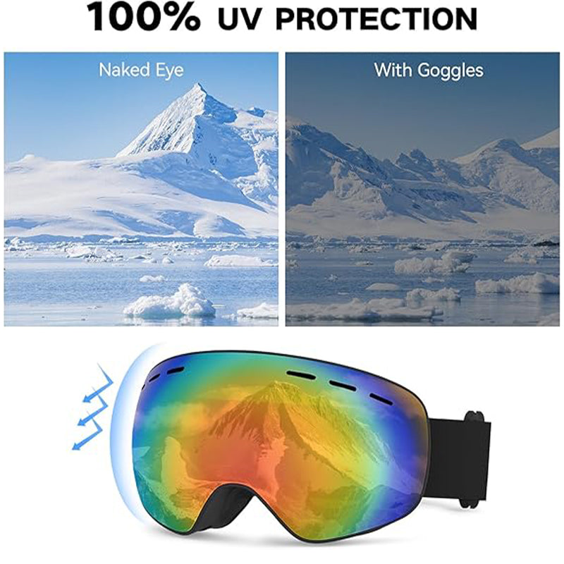 UV ski goggles can take glasses ski goggles double layer anti-fog large frame men's and women's models outdoor ski special glasses