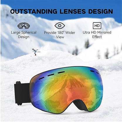 UV ski goggles can take glasses ski goggles double layer anti-fog large frame men's and women's models outdoor ski special glasses