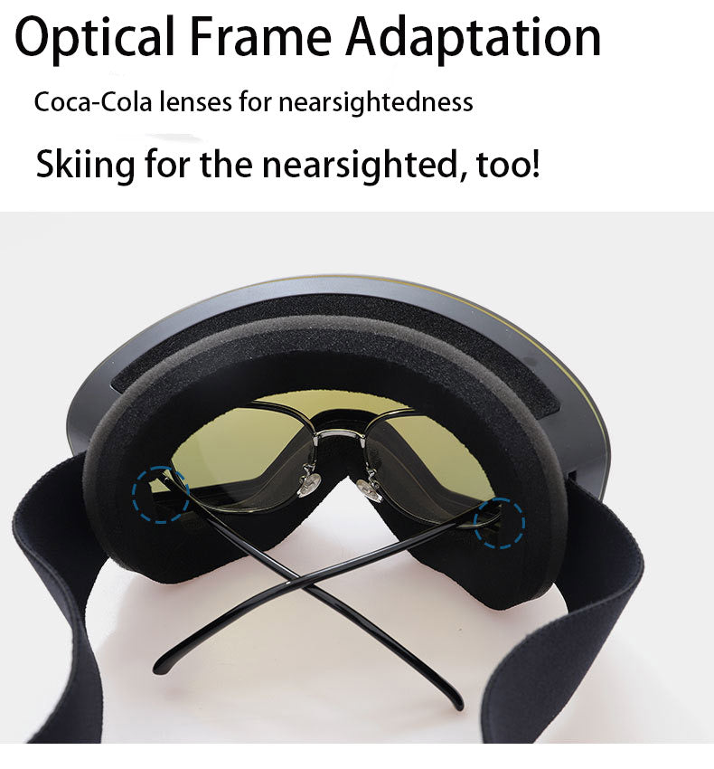 Magnetic Ski Goggles Column Ski Glasses Anti-fog Large Frame HD Ski Goggles Snowmobile Skiing Skating