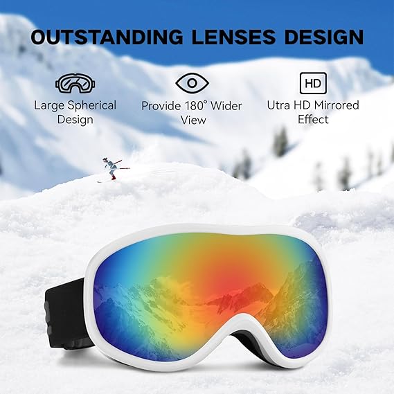 UV ski goggles can take glasses ski goggles double layer anti-fog large frame men's and women's models outdoor ski special glasses