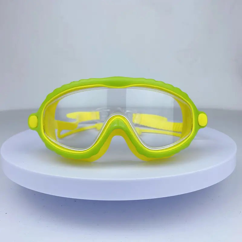 Large Frame Anti Fog Swimming Goggles, Waterproof Adjustable Clear Swimming Glasses With Earplugs