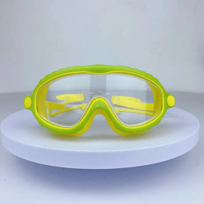 Large Frame Anti Fog Swimming Goggles, Waterproof Adjustable Clear Swimming Glasses With Earplugs