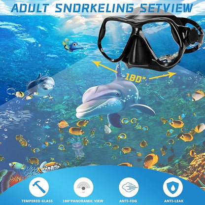 Snorkeling Gear Snorkeling Mask Set Scuba Diving Mask Dry Snorkeling Swimming Goggles Swimming Diving Masks