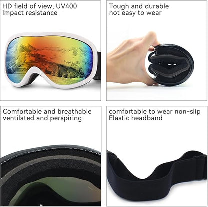 UV ski goggles can take glasses ski goggles double layer anti-fog large frame men's and women's models outdoor ski special glasses