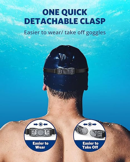 Adults Antifog Professional Swimming Goggles Black Swimming Glasses with Earplugs Nose Clip Electroplate Silicone Swim Glasses