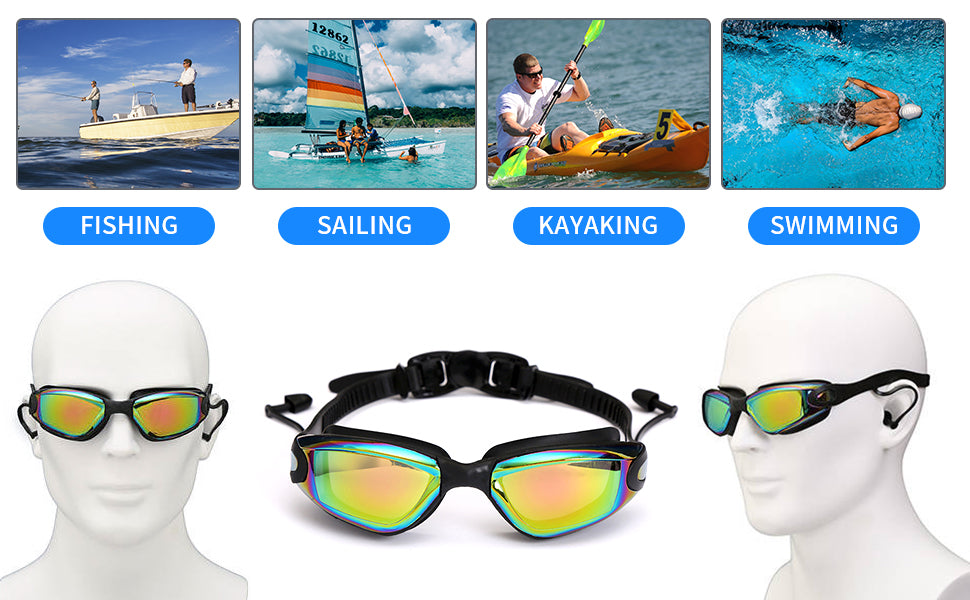 YLYUELANG Swimming Goggles for Adult Men Women Earplug Design No Leaking Anti-Fog UV Protection Swim Goggles for Youth