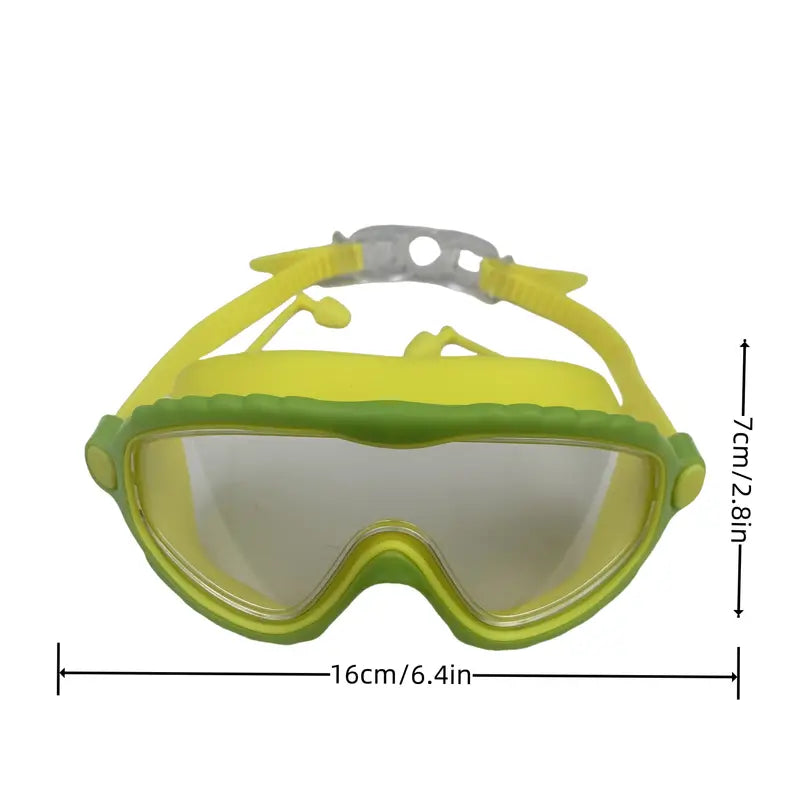 Large Frame Anti Fog Swimming Goggles, Waterproof Adjustable Clear Swimming Glasses With Earplugs